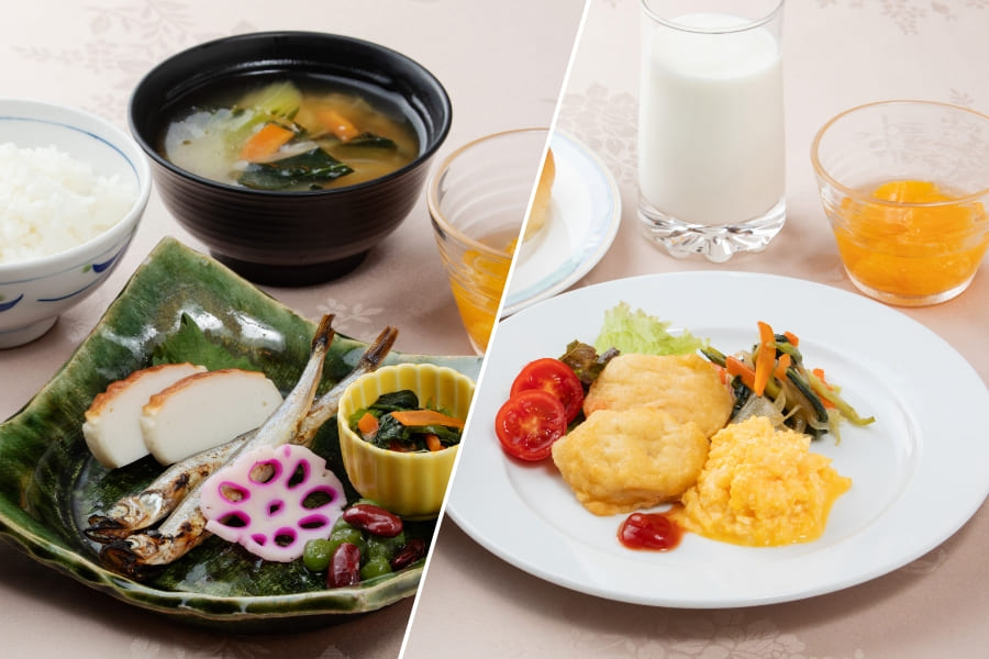 毎食2種類から選べるメニューや季節感溢れる特別メニュー